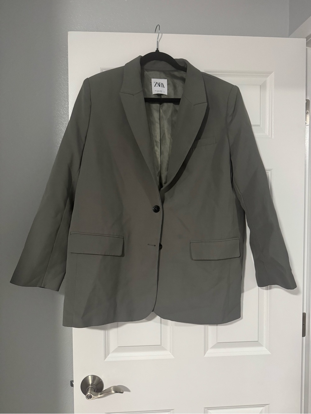 Zara Olive Blazer with Notch Lapel
